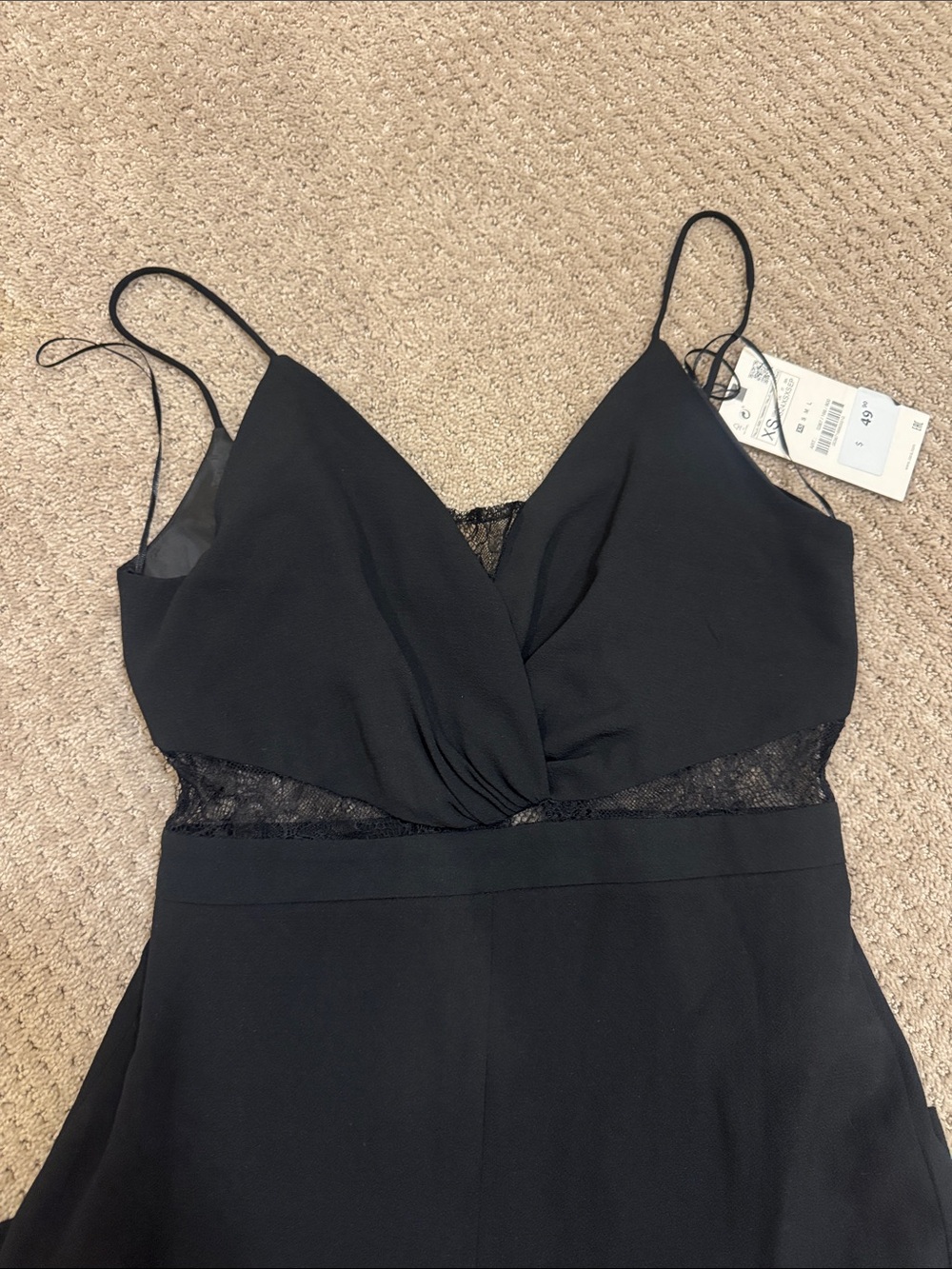 Black Lace-Trim Cami Slip jumpsuit Zara Xs
